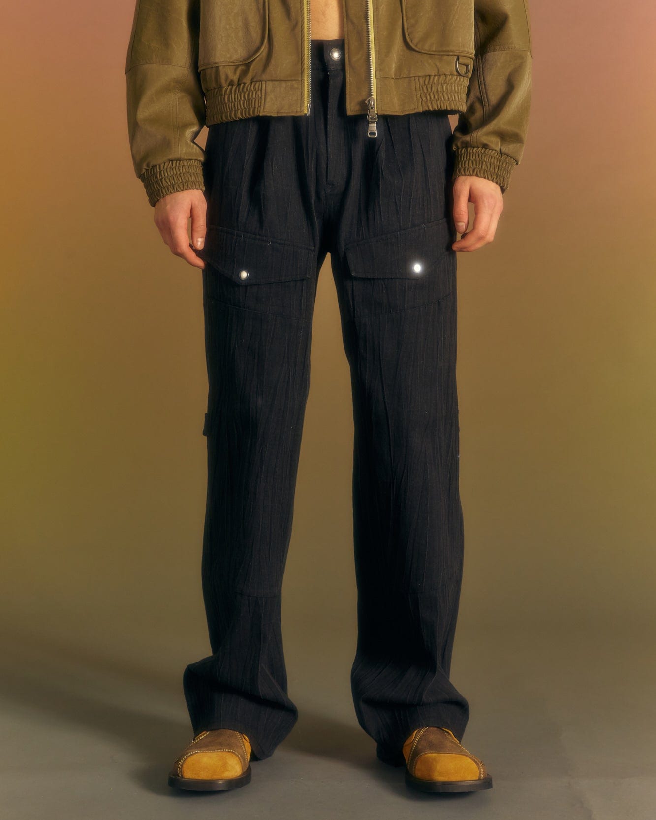 Andersson Bell PAULEN DENIM CARGO PANTS apa672m(BLACK)