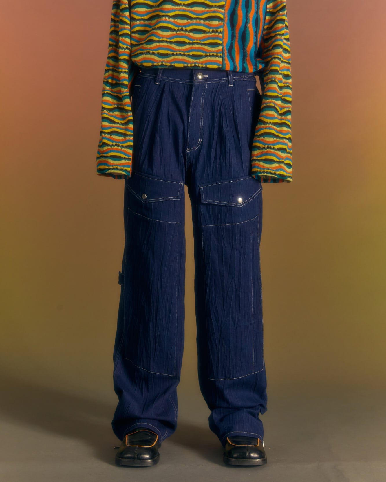Andersson Bell PAULEN DENIM CARGO PANTS apa672m(BLUE)