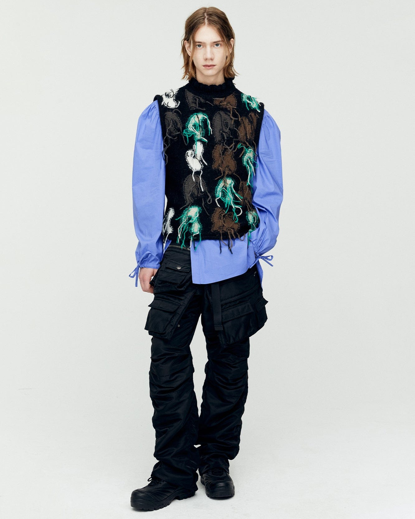 RAINBOW INTARSIA SLEEVELESS atb1155m(BLACK) – Andersson Bell