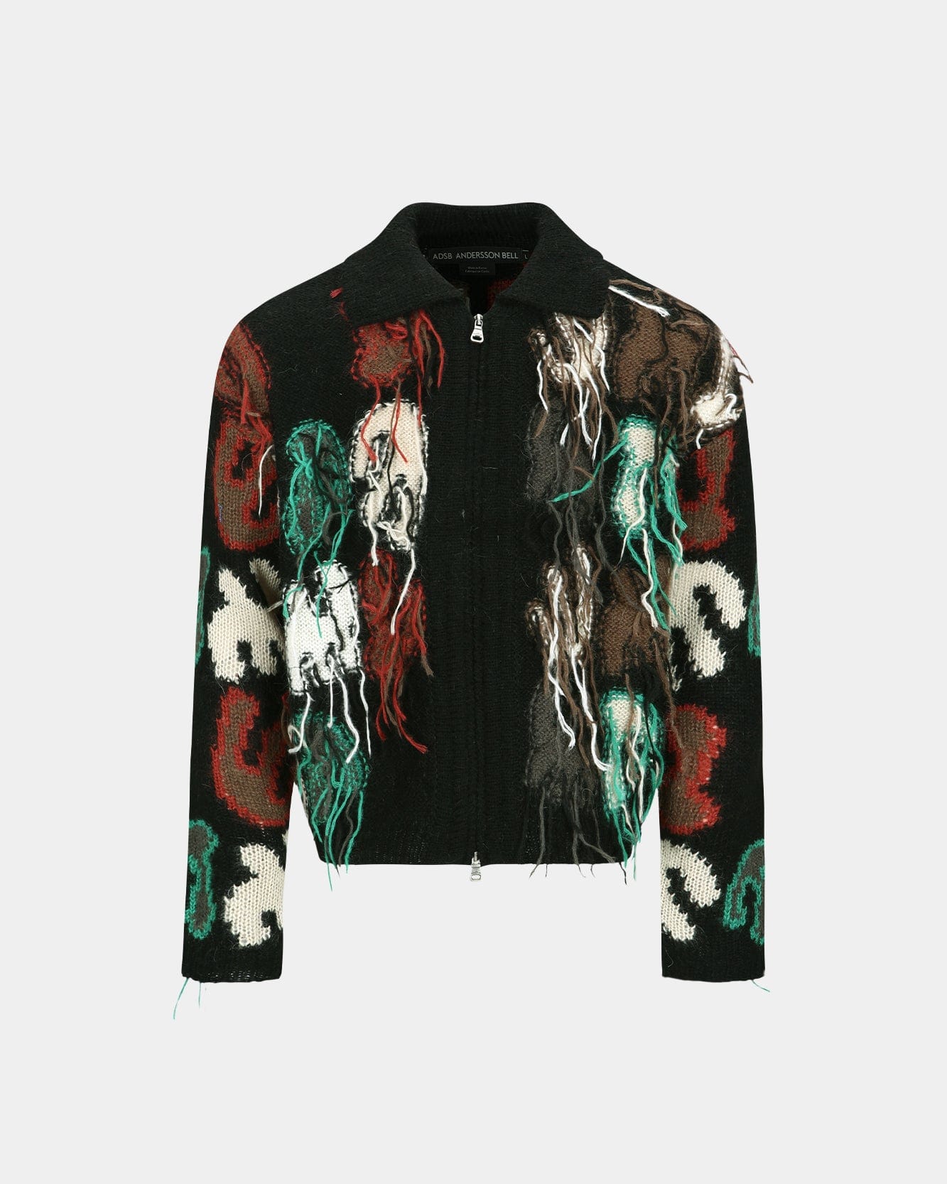 RAINBOW INTARSIA ZIP-UP CARDIGAN atb1154m(BLACK) – Andersson Bell