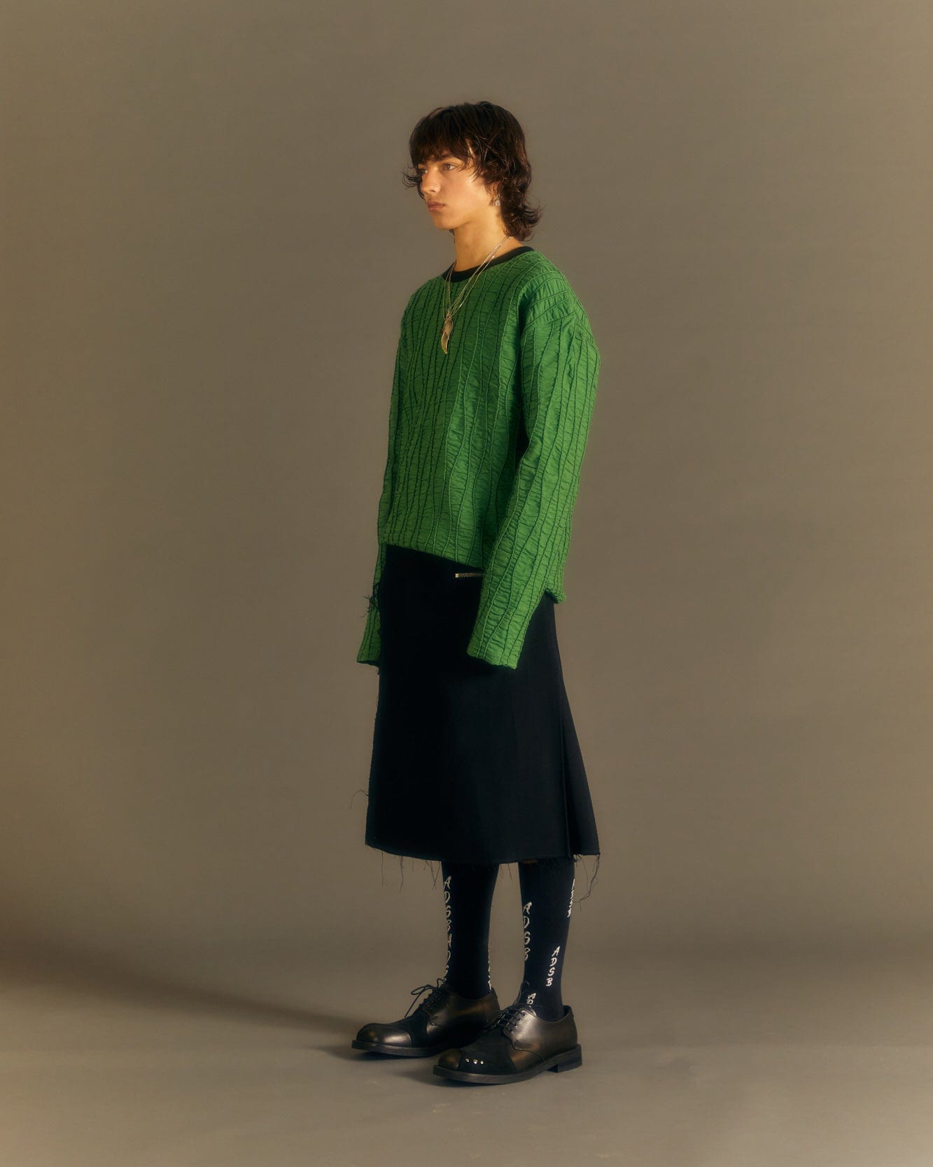 Andersson Bell RAON TOP STITCH CREW-NECK SWEATER atb1020m(GREEN)