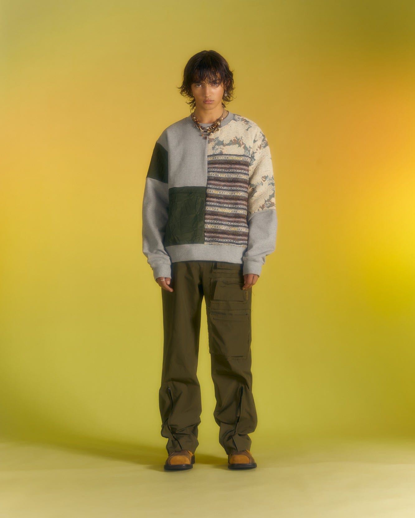 Andersson Bell RAW EDGE MULTI-POCKET PANTS apa681m(KHAKI)