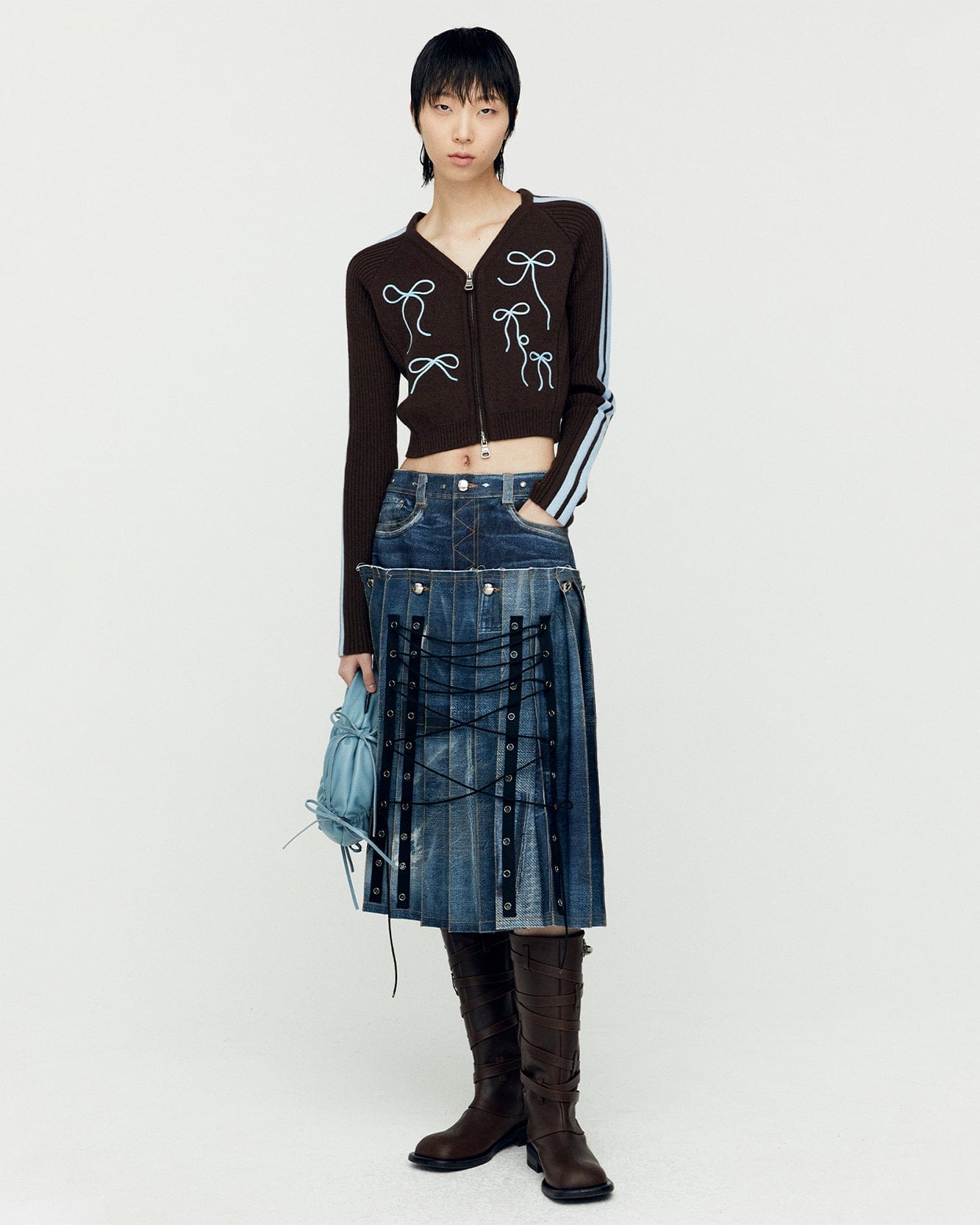 RIBBON EMBROIDERY KNIT CARDIGAN atb1197w(BLUE) – Andersson Bell