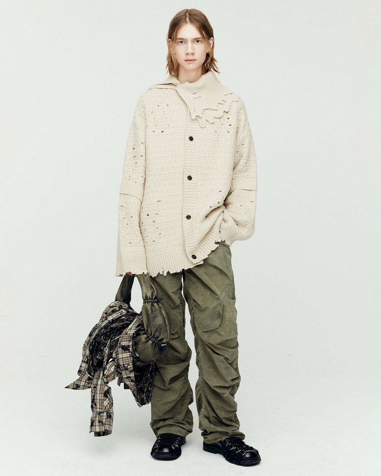 ROGHEN WOOL LONG CARDIGAN atb1156m(ECRU) – Andersson Bell 