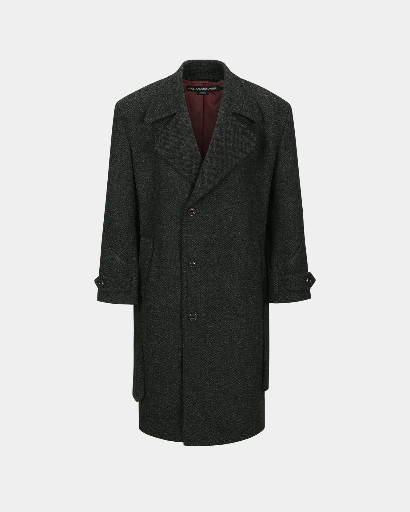 ROVY DOUBLE BREASTED HERRINGBONE COAT awa640m(CHARCOAL