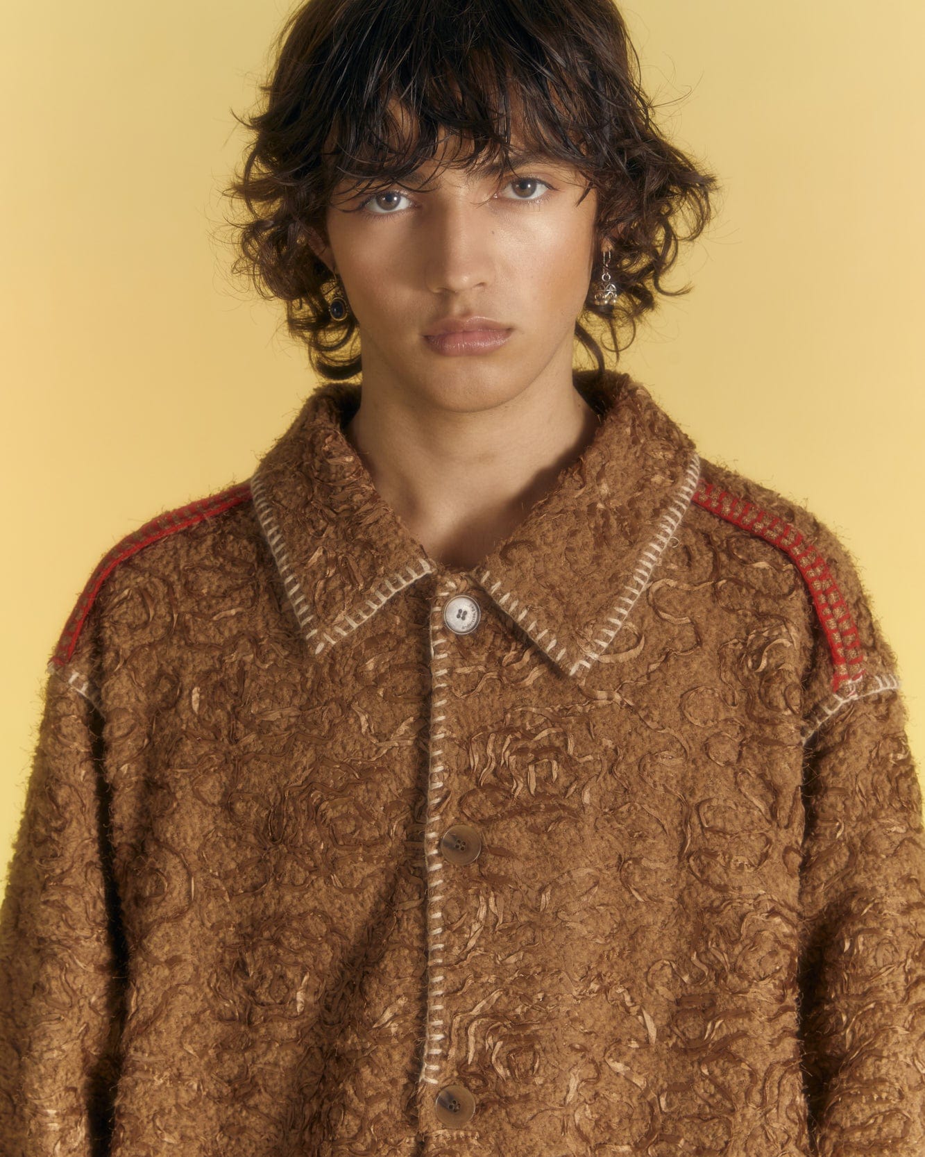 Andersson Bell SANDY BUDDY EMBROIDERY SHIRT atb1009m(CAMEL)