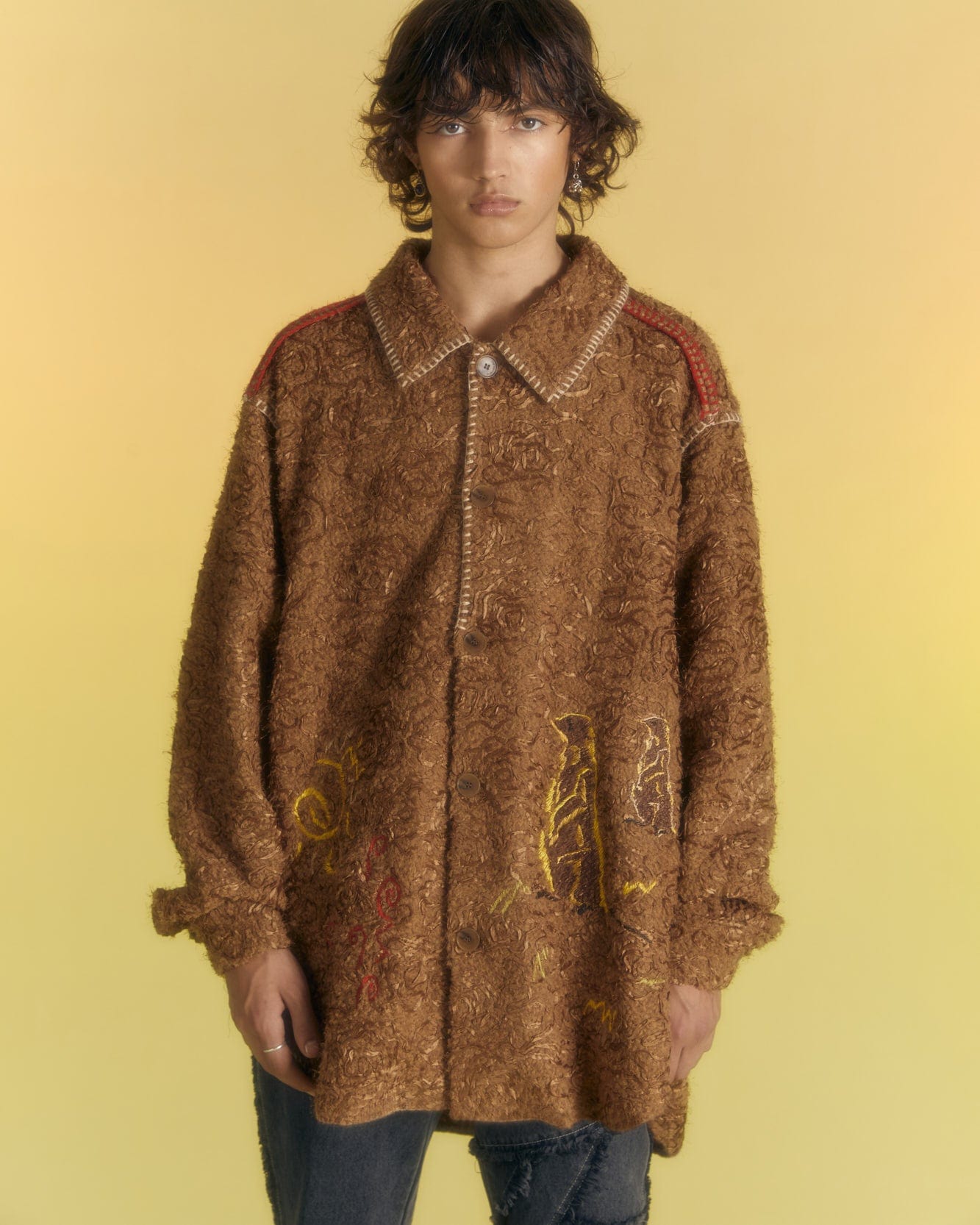 Andersson Bell SANDY BUDDY EMBROIDERY SHIRT atb1009m(CAMEL)