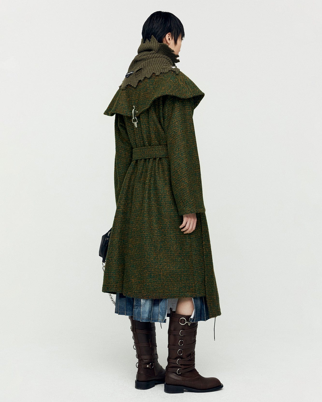 Andersson Bell SCARF DOUBLE-LAYERED COAT awa662w(GREEN)