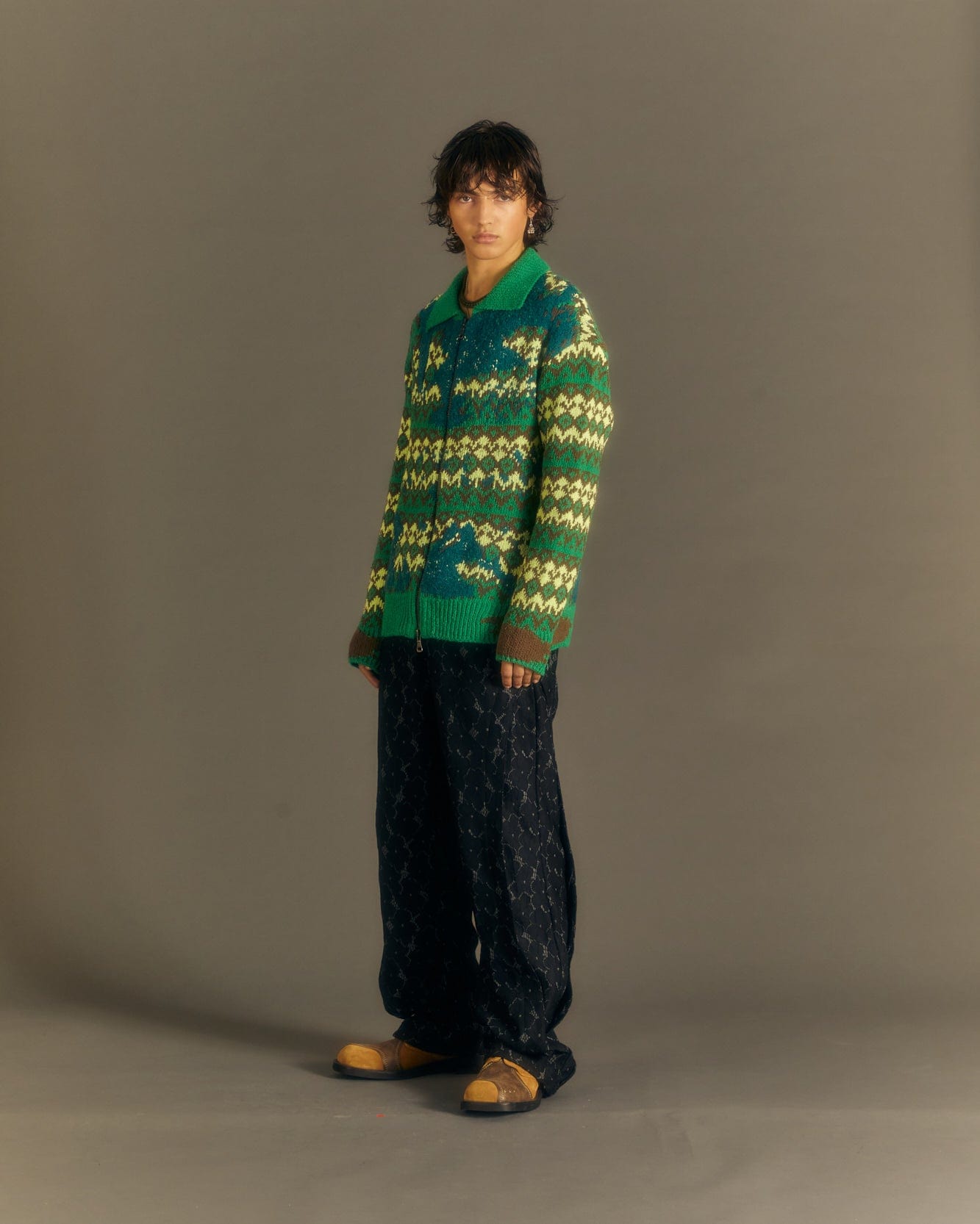 Andersson Bell SUBMERGE NORDIC ZIP-UP CARDIGAN atb1008m(GREEN)