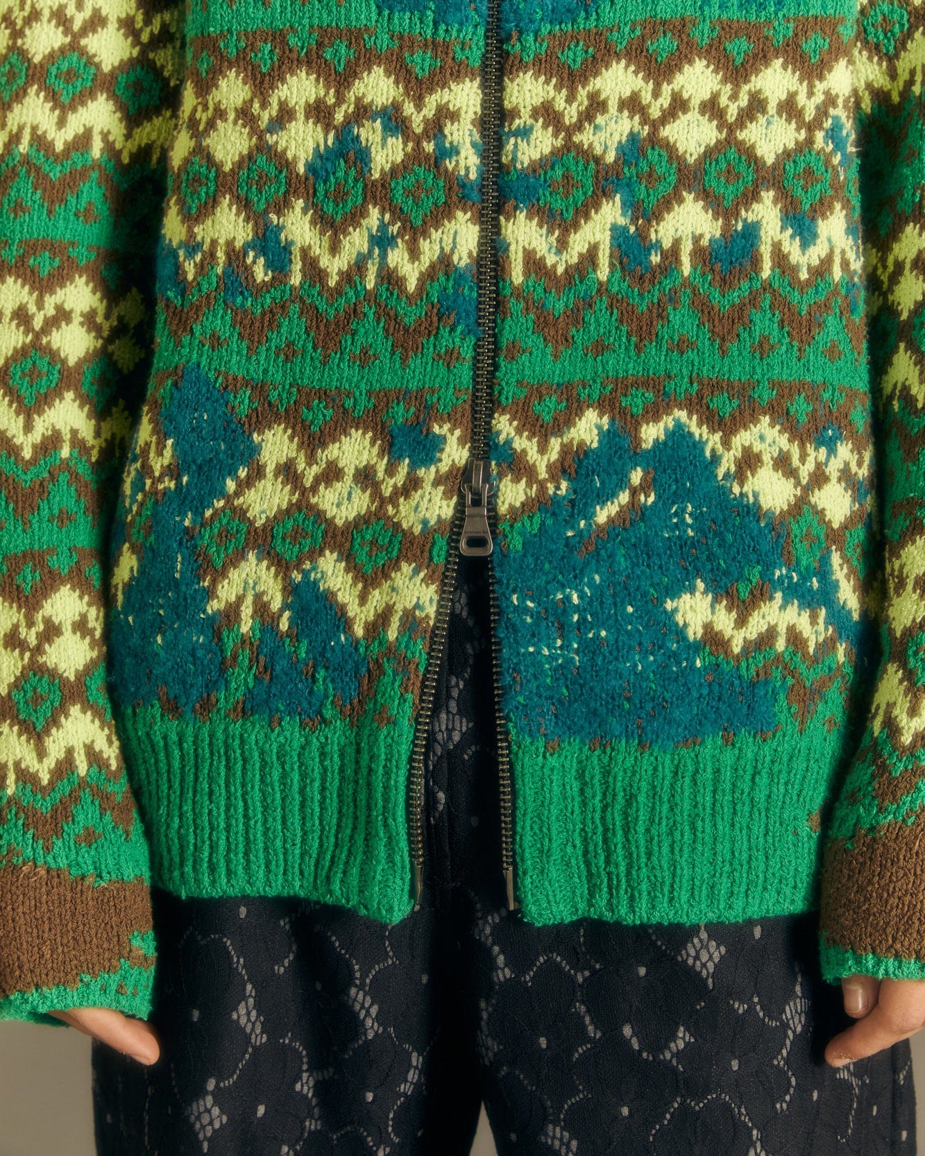 Andersson Bell SUBMERGE NORDIC ZIP-UP CARDIGAN atb1008m(GREEN)