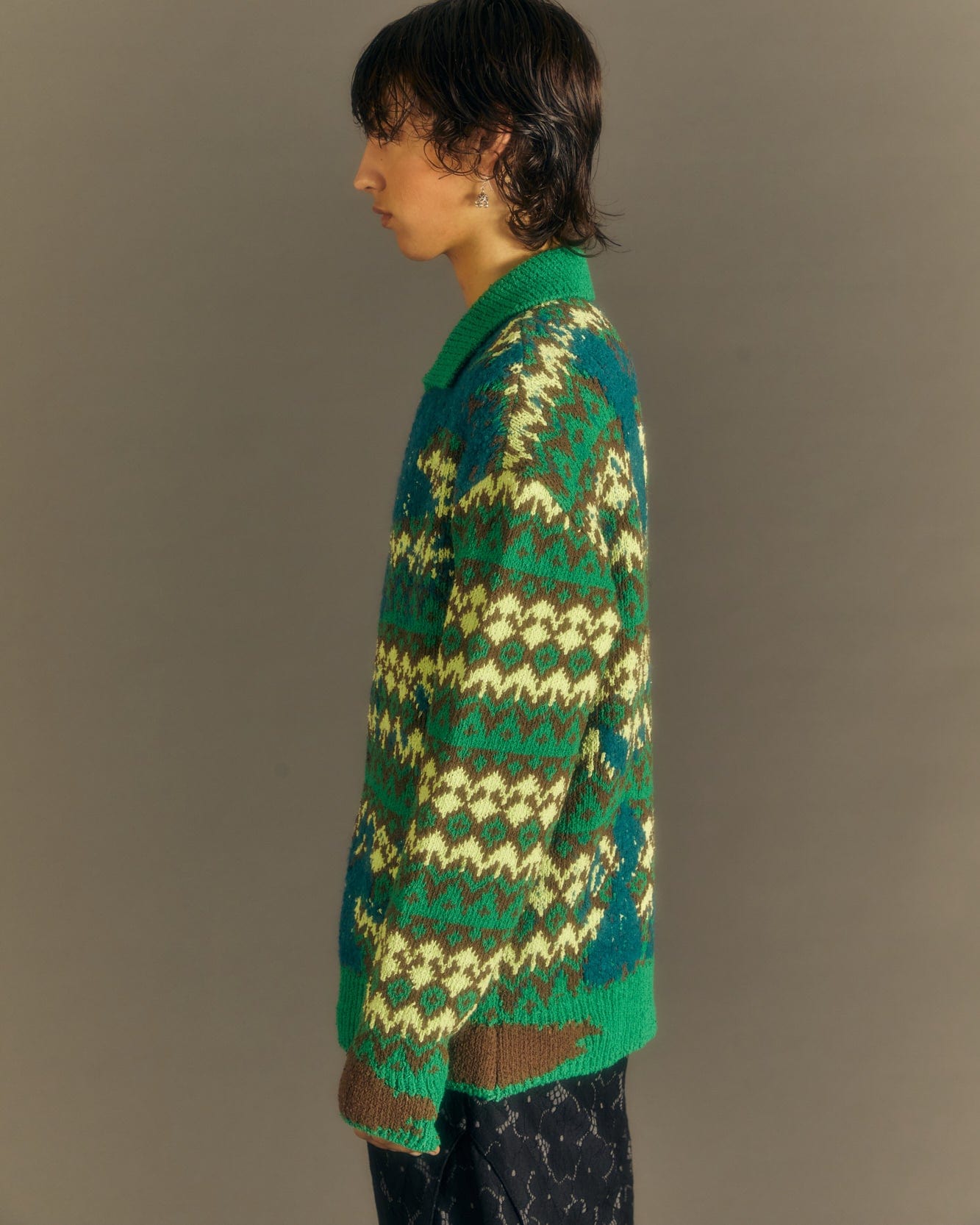 Andersson Bell SUBMERGE NORDIC ZIP-UP CARDIGAN atb1008m(GREEN)