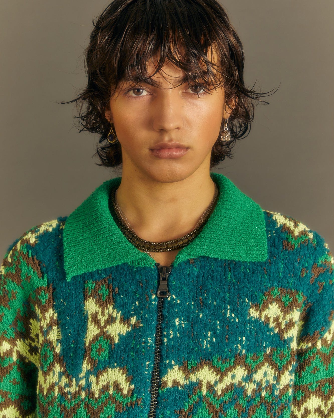 Andersson Bell SUBMERGE NORDIC ZIP-UP CARDIGAN atb1008m(GREEN)