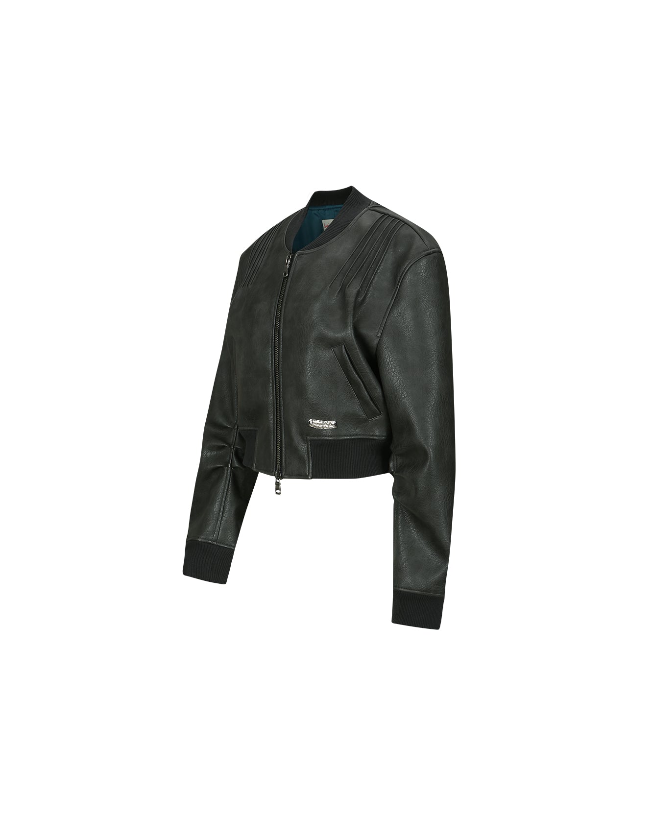 Andersson Bell TANYA FAUX LEATHER PINTUCK BOMBER JACKET awa516w(ANTHRACITE)