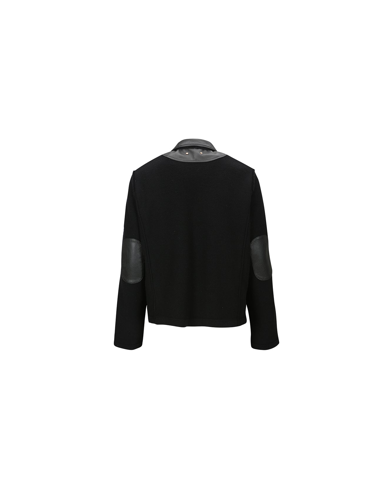 Andersson Bell TEDDY LEATHER KNIT DOUBLE BREASTED JACKET awa561m(BLACK)