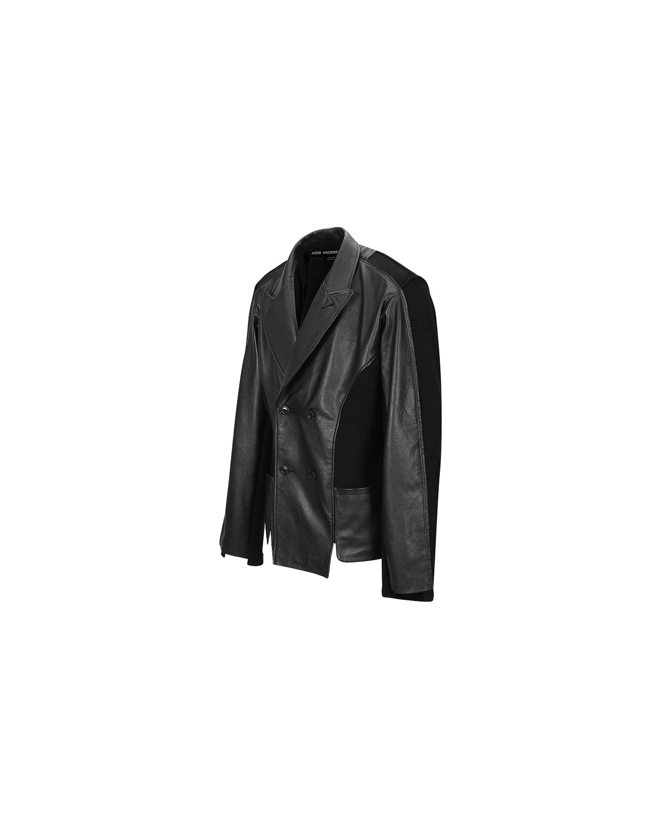 Andersson Bell TEDDY LEATHER KNIT DOUBLE BREASTED JACKET awa561m(BLACK)