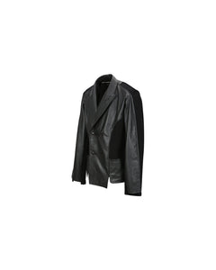 Andersson Bell TEDDY LEATHER KNIT DOUBLE BREASTED JACKET awa561m(BLACK)