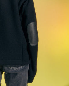 Andersson Bell TEDDY LEATHER KNIT DOUBLE BREASTED JACKET awa561m(BLACK)