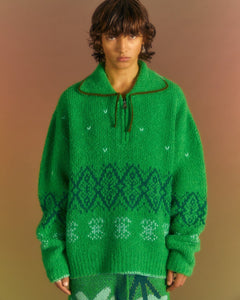Andersson Bell TETLIN HALF ZIP-UP SWEATER atb1037m(GREEN)