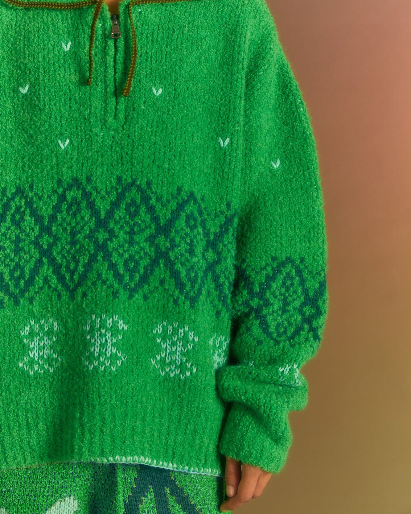 Andersson Bell TETLIN HALF ZIP-UP SWEATER atb1037m(GREEN)