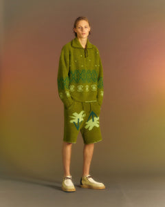 Andersson Bell TETLIN HALF ZIP-UP SWEATER atb1037m(KHAKI)