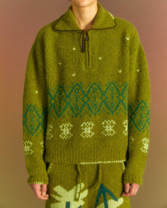 Andersson Bell TETLIN HALF ZIP-UP SWEATER atb1037m(KHAKI)