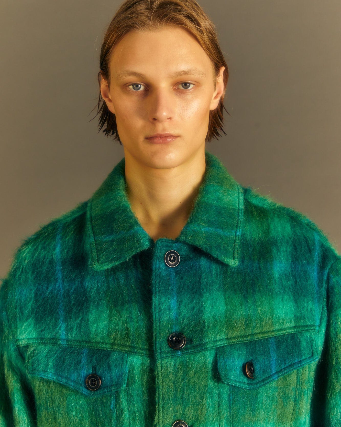 Andersson Bell TOULOUSE WOOL TRUCKER JACKET awa554m(GREEN /BLUE)