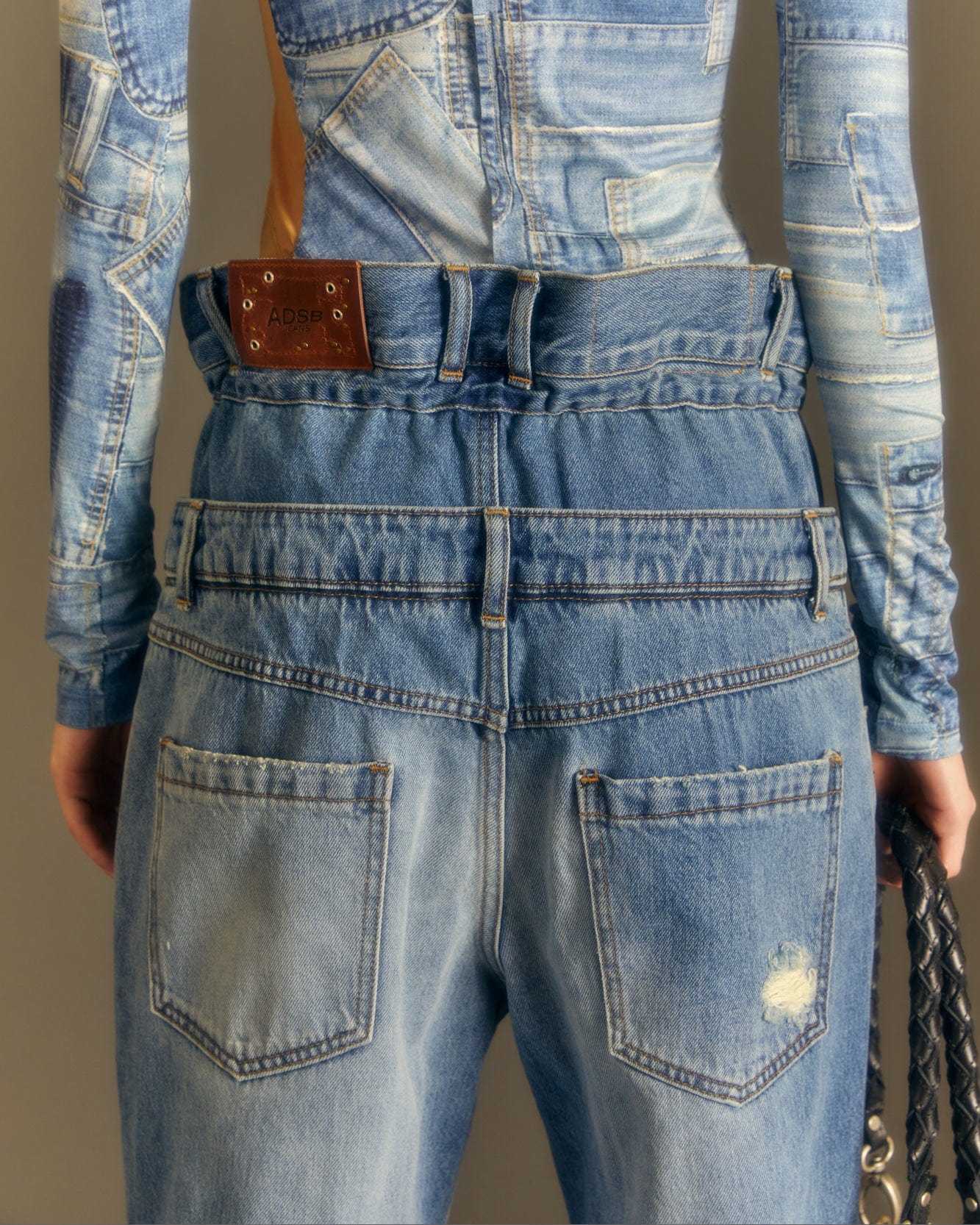 Andersson Bell (UNISEX) BERIA STRING DOUBLE WAIST JEANS apa668u(DUSTY BLUE)