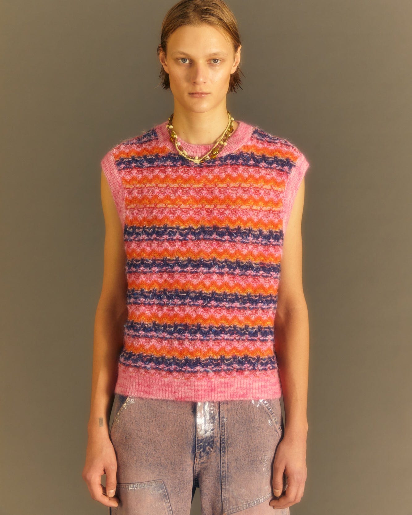 Andersson Bell UNISEX CANDY CREW-NECK VEST atb1016u(PINK)