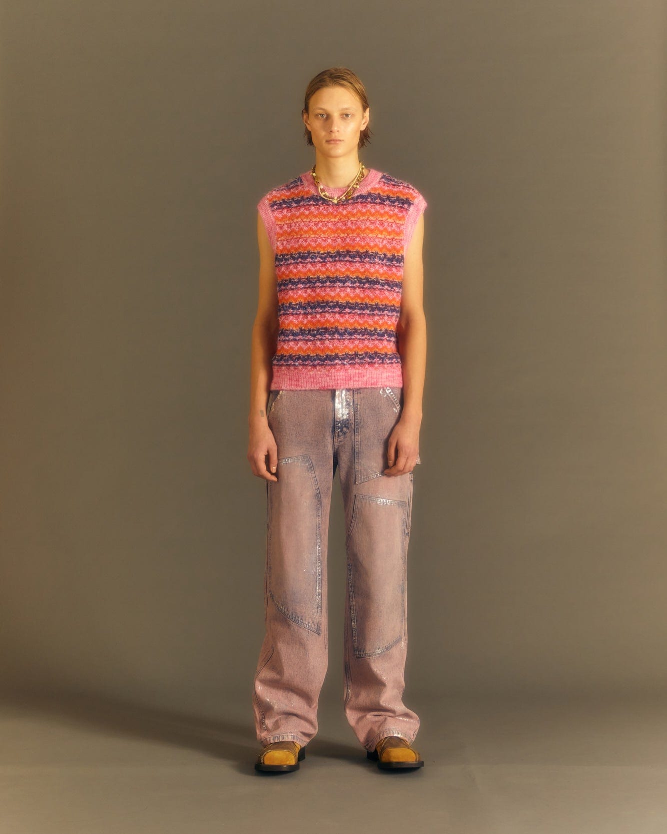 Andersson Bell UNISEX CANDY CREW-NECK VEST atb1016u(PINK)