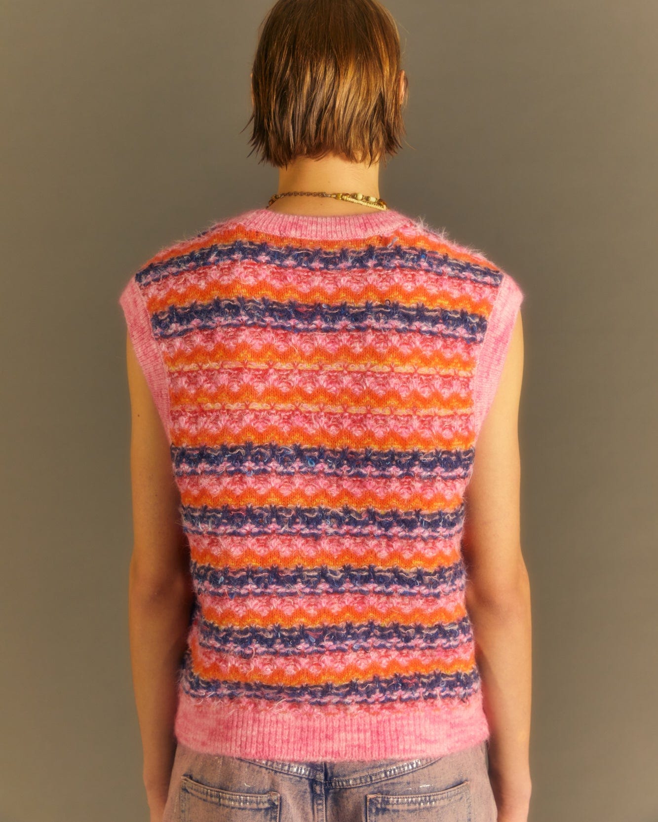 Andersson Bell UNISEX CANDY CREW-NECK VEST atb1016u(PINK)