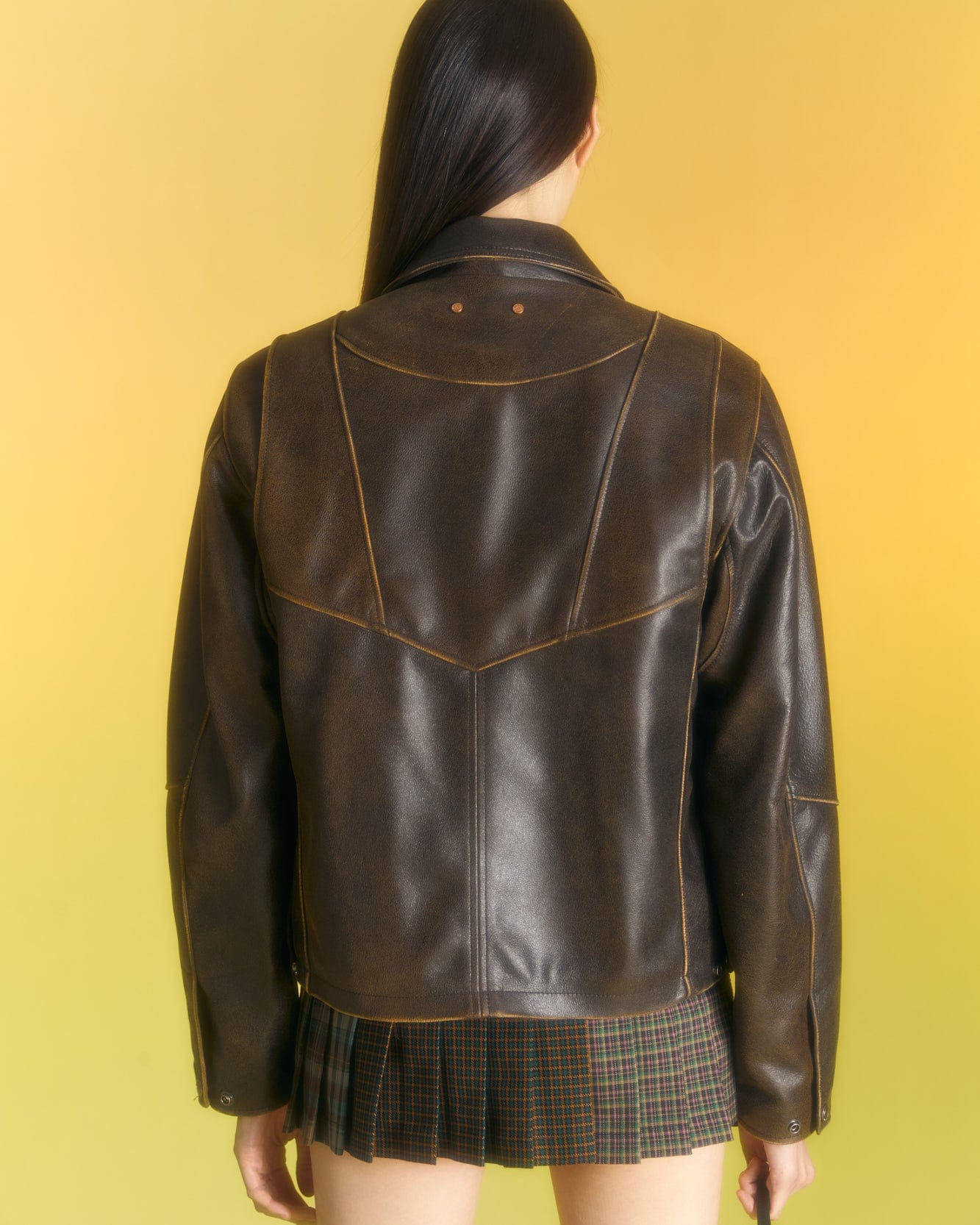 Andersson Bell UNISEX DRESZEN LEATHER ZIP-UP JACKET awa571u(BROWN)_women
