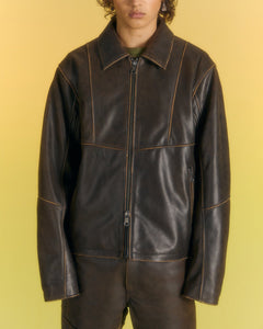 Andersson Bell UNISEX DRESZEN LEATHER ZIP-UP JACKET awa571u(BROWN)