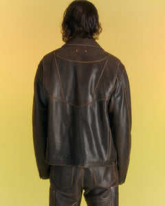 Andersson Bell UNISEX DRESZEN LEATHER ZIP-UP JACKET awa571u(BROWN)