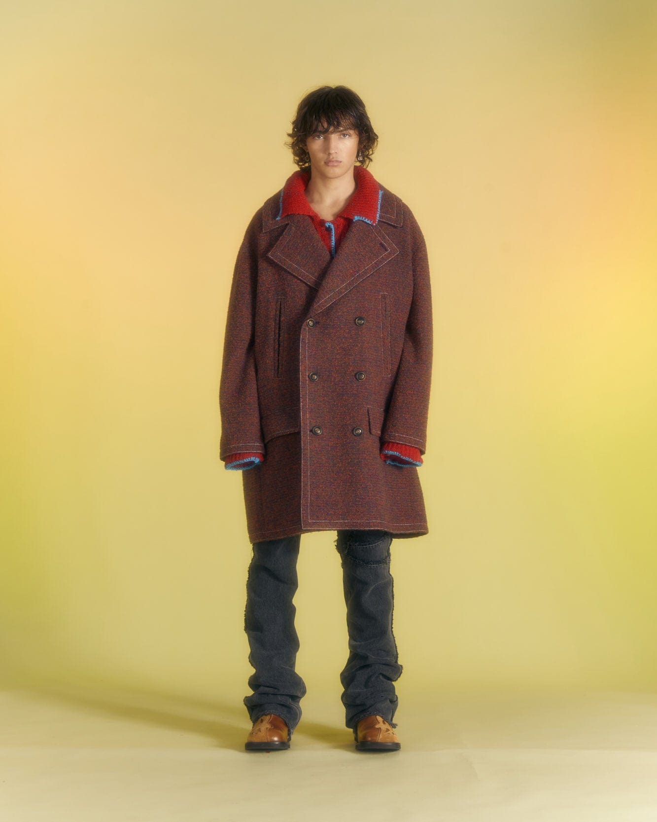 Andersson Bell UNISEX LEON PEA COAT awa558u(PURPLE)