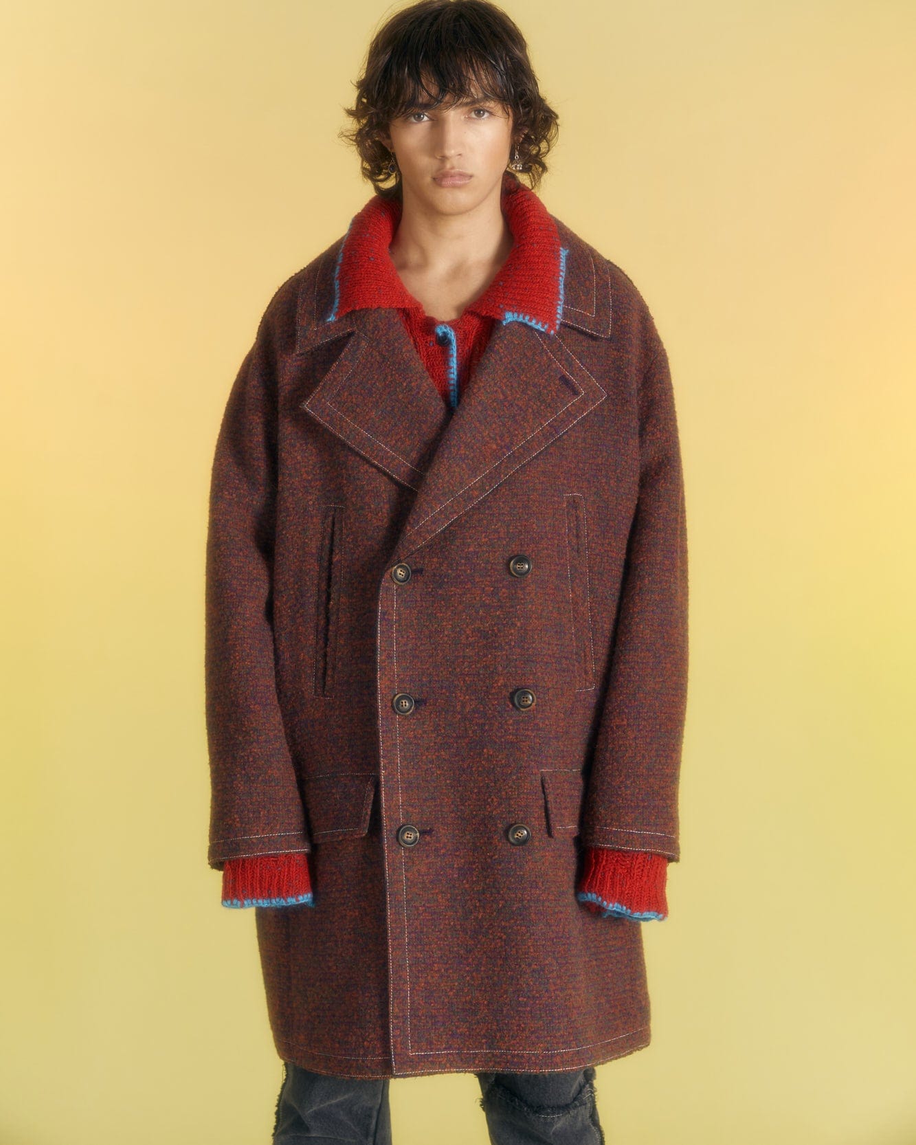 Andersson Bell UNISEX LEON PEA COAT awa558u(PURPLE)