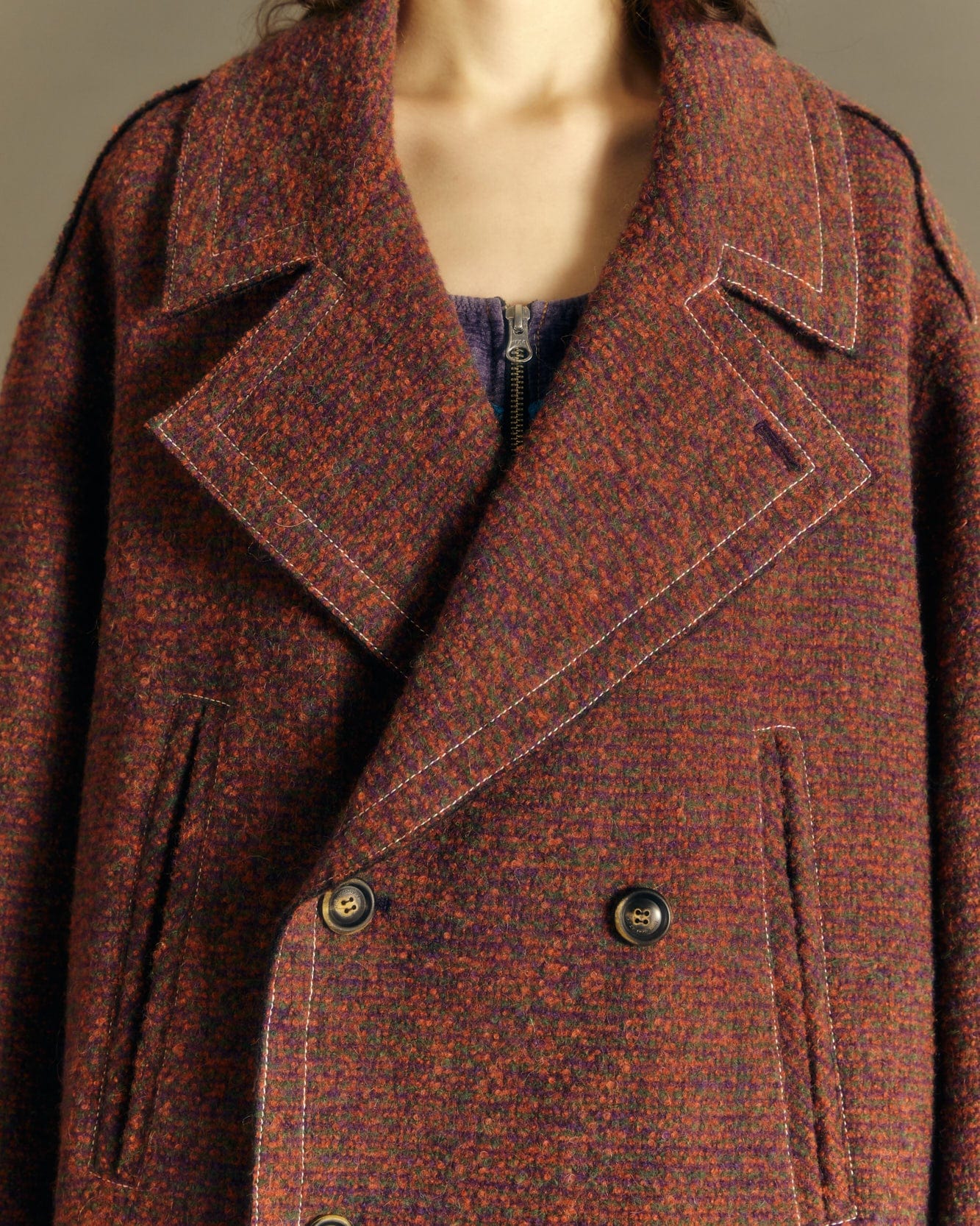 Andersson Bell UNISEX LEON PEA COAT awa558u(PURPLE)