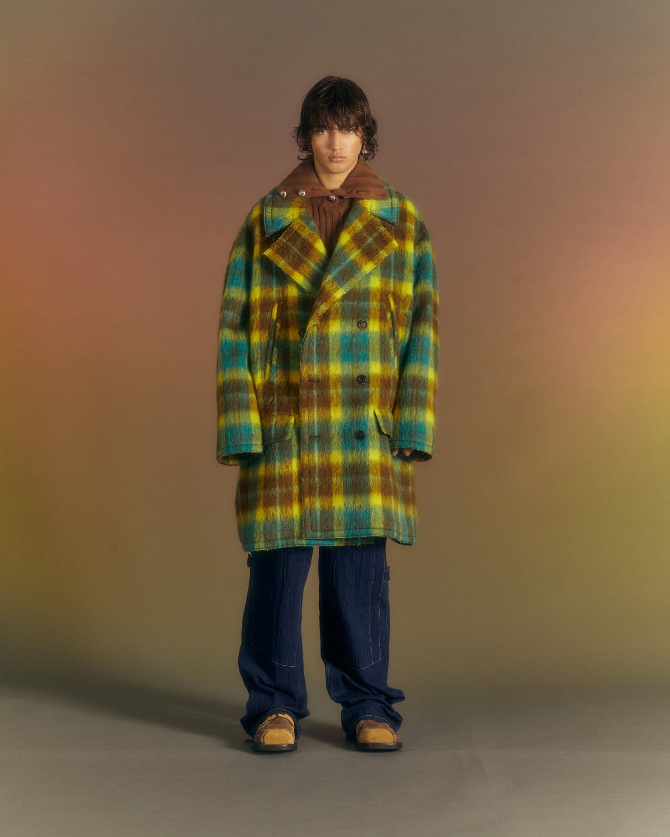Andersson Bell UNISEX LEON PEA COAT awa558u(YELLOW/BROWN)