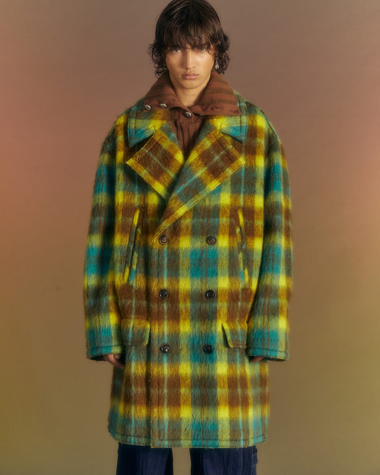 Andersson Bell UNISEX LEON PEA COAT awa558u(YELLOW/BROWN)
