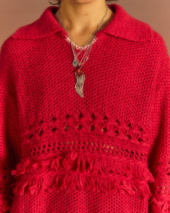 Andersson Bell UNISEX LOCHES POLO SWEATER atb1022u(CHERRY RED)