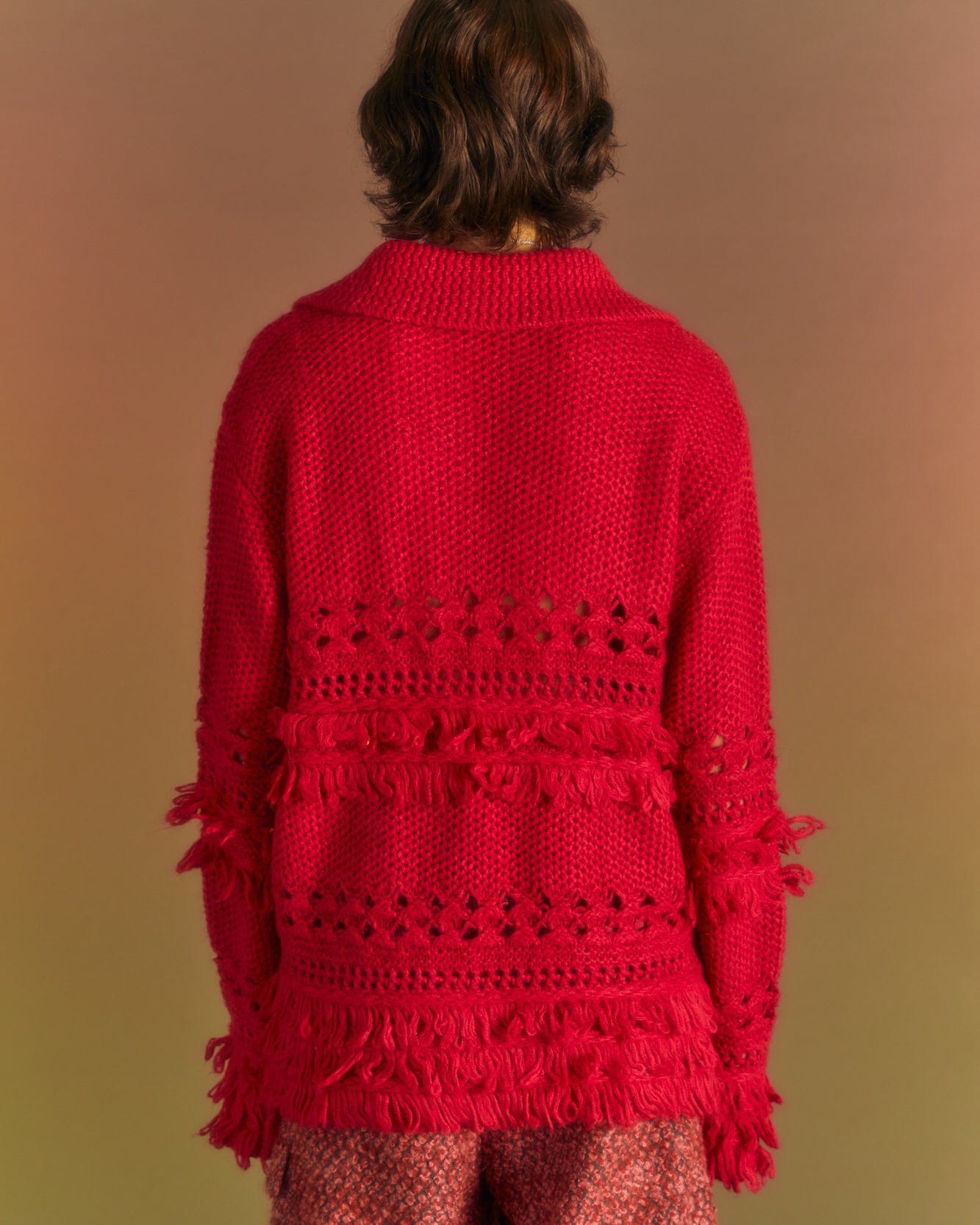 Andersson Bell UNISEX LOCHES POLO SWEATER atb1022u(CHERRY RED)