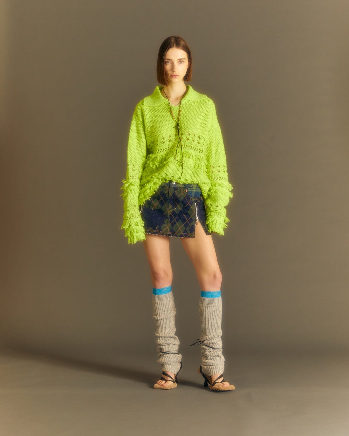 Andersson Bell UNISEX LOCHES POLO SWEATER atb1022u(LIME)