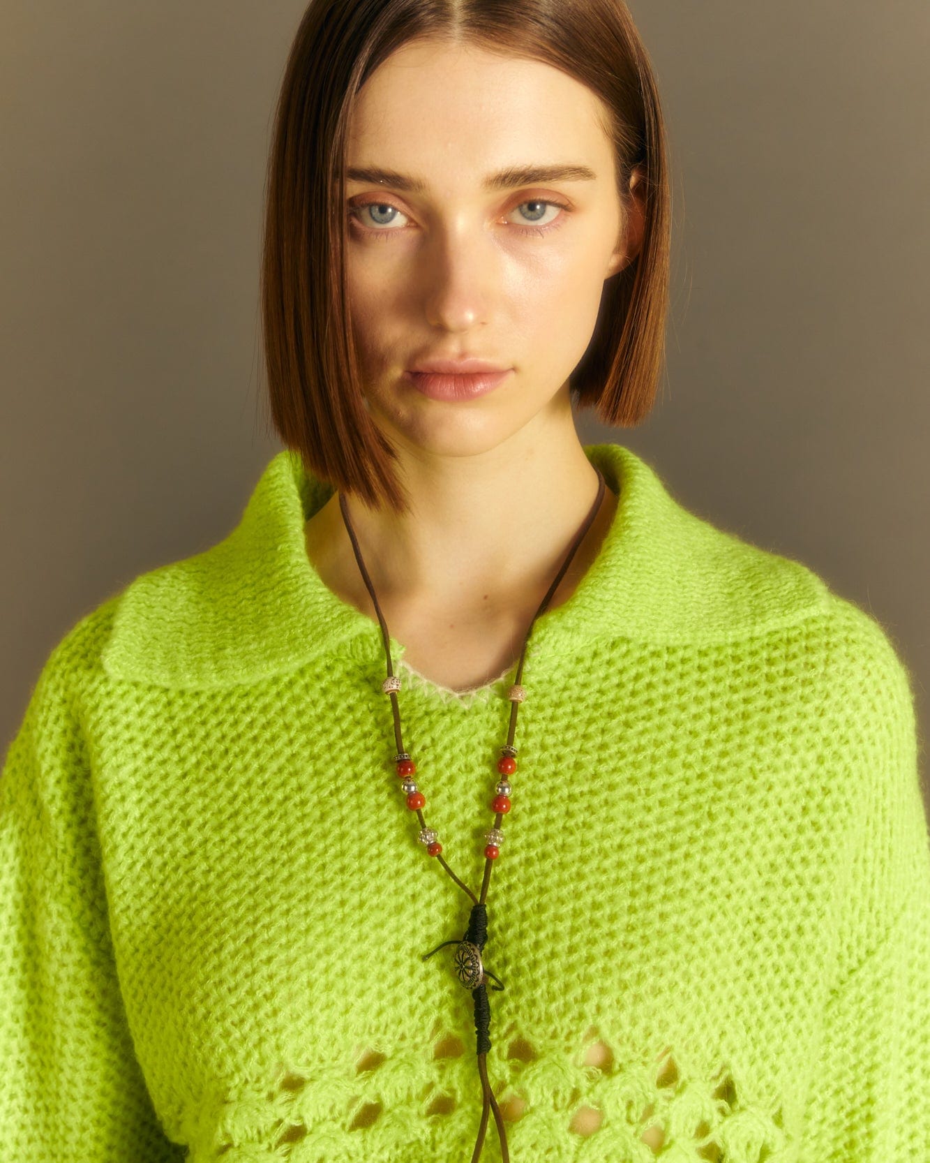 Andersson Bell UNISEX LOCHES POLO SWEATER atb1022u(LIME)