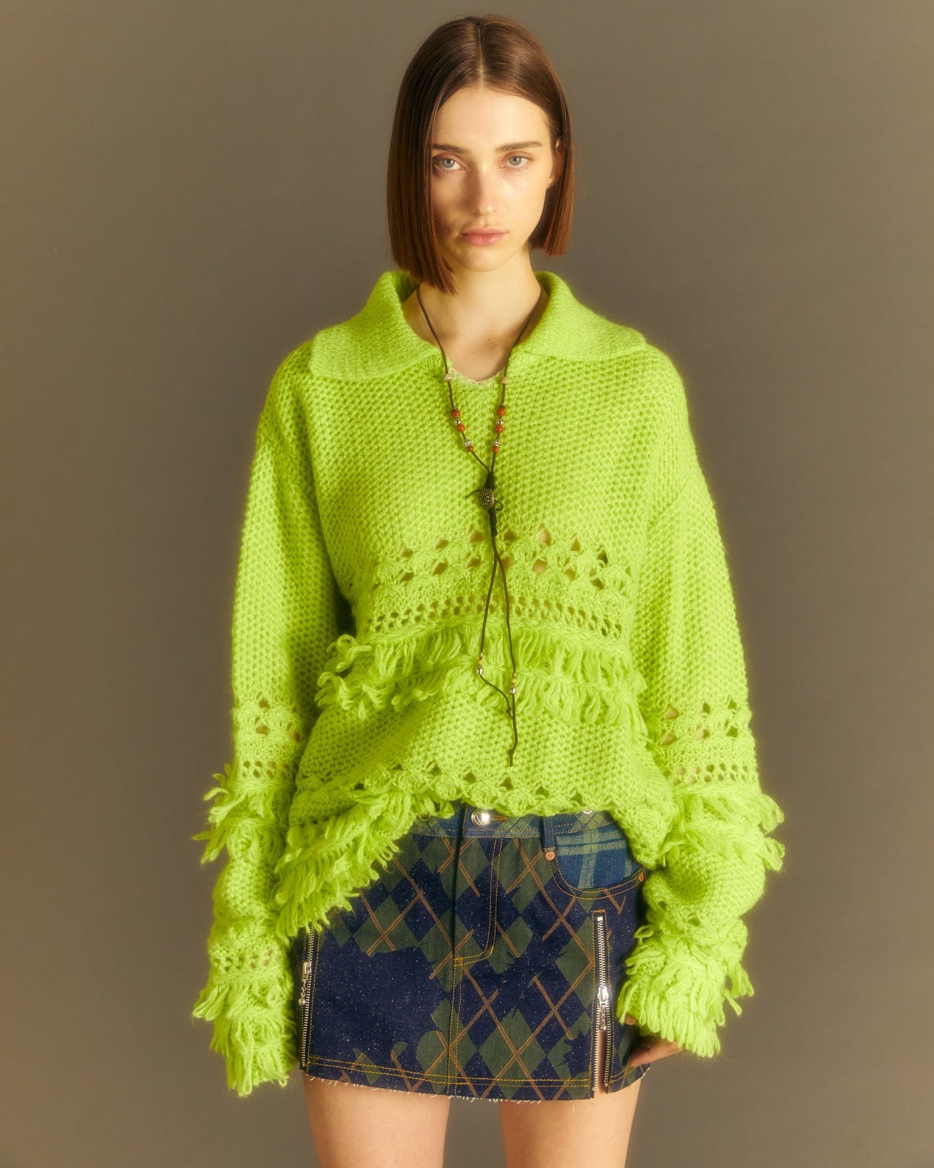 Andersson Bell UNISEX LOCHES POLO SWEATER atb1022u(LIME)