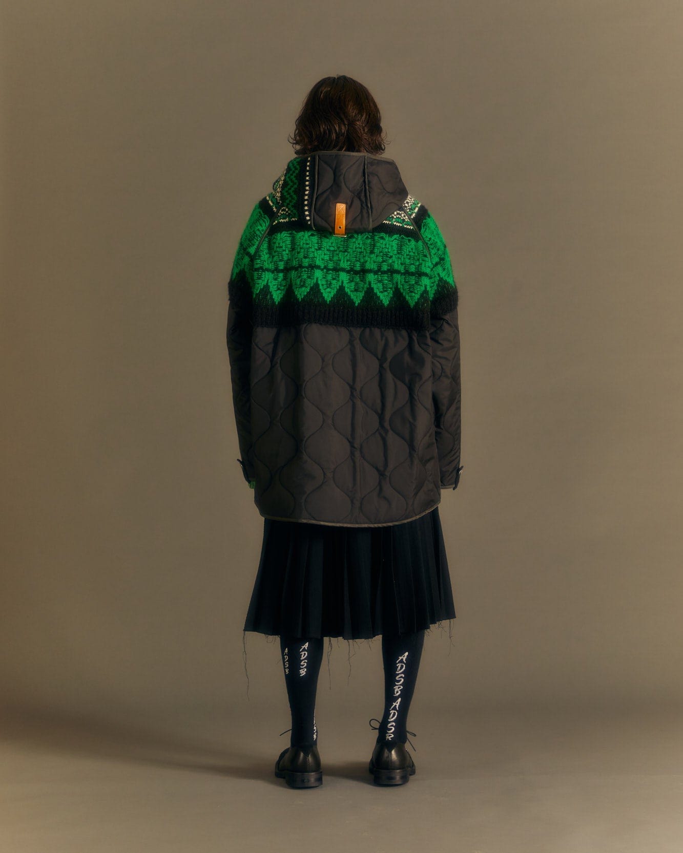 Andersson Bell UNISEX NORDIC KNIT PATCH QUILTED PARKA awa555u(BLACK)