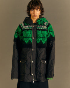 Andersson Bell UNISEX NORDIC KNIT PATCH QUILTED PARKA awa555u(BLACK)