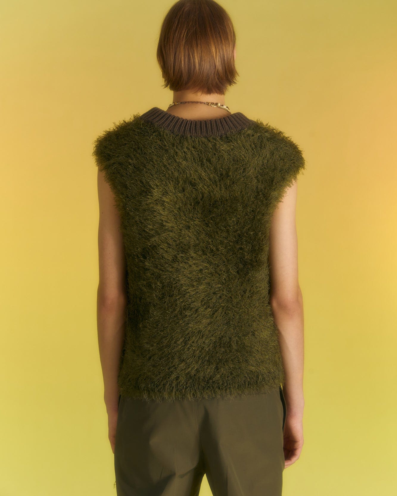 UNISEX SHAGGY VEST atb1023u(KHAKI)