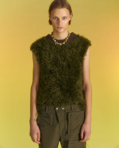 Andersson Bell UNISEX SHAGGY VEST atb1023u(KHAKI)