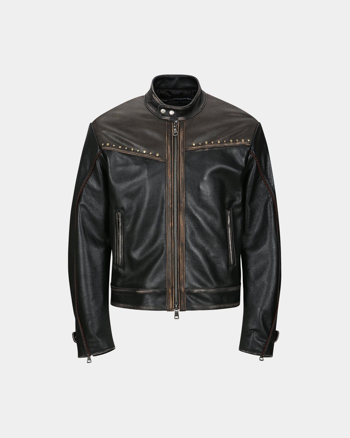 VINTAGE LEATHER BIKER JACKET awa582m(BLACK) – Andersson Bell