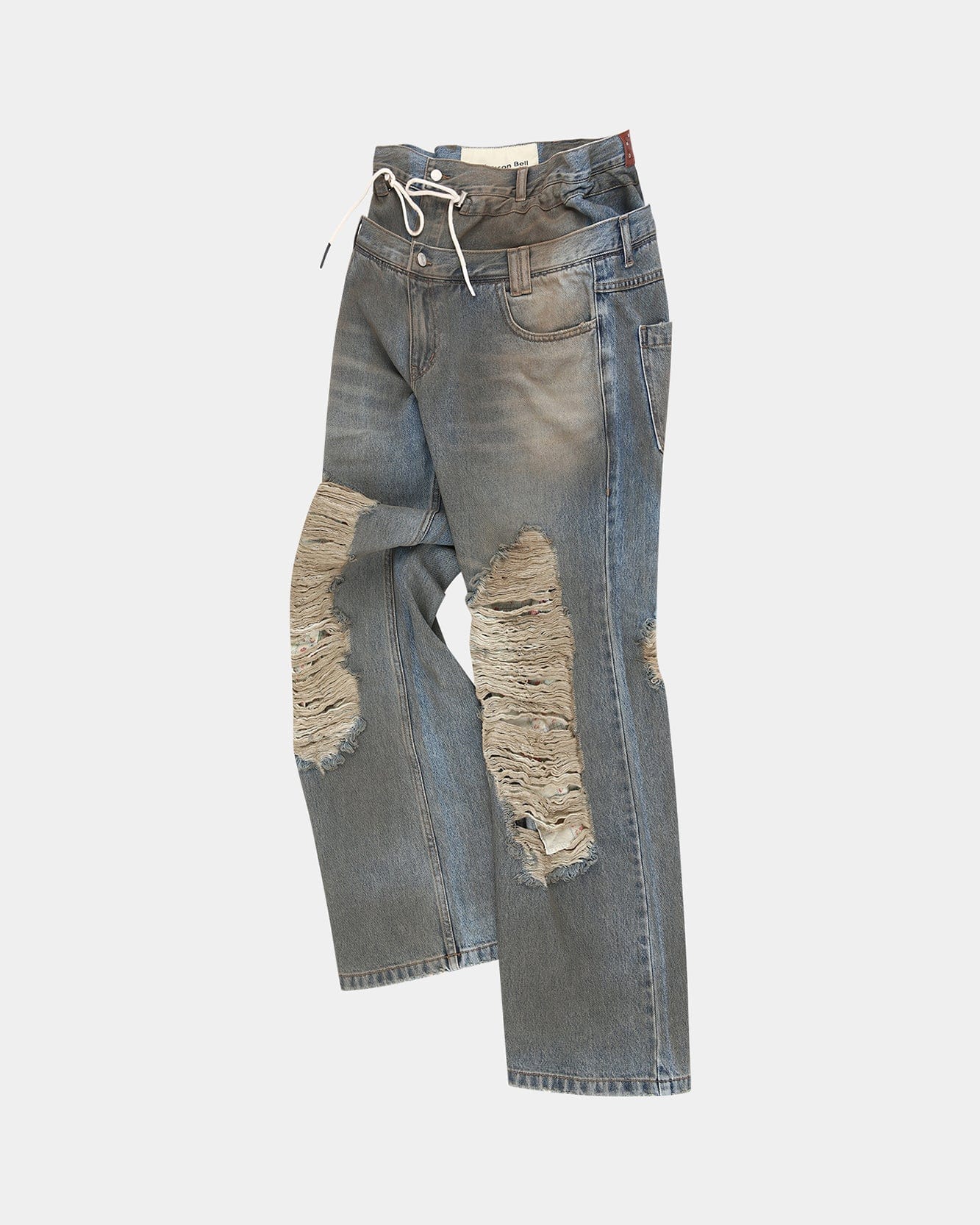 VINTAGE SPRAY DOUBLE WAIST JEANS apa832u(DUSTY BLUE