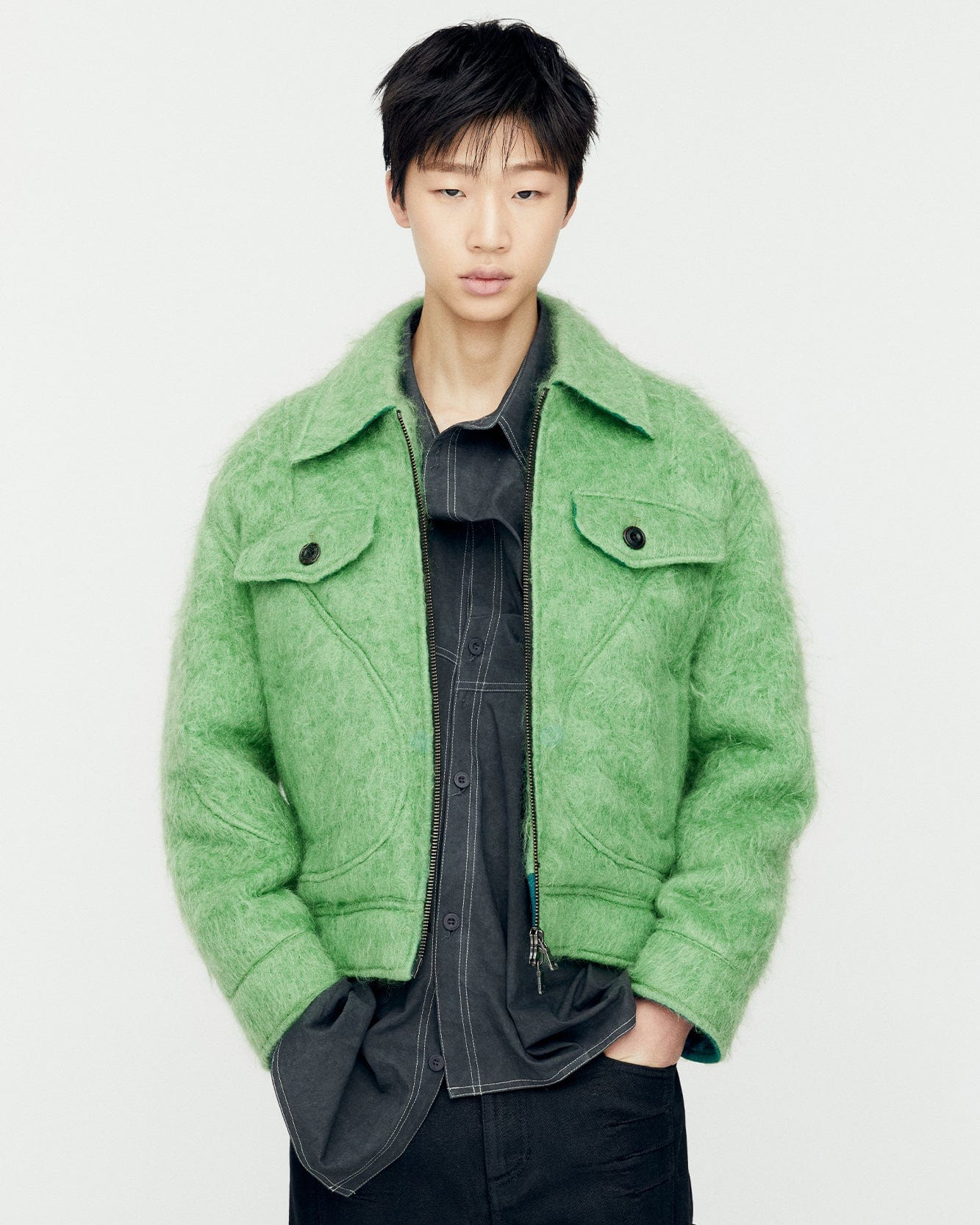 WADO SHAGGY WOOL JACKET awa577m(GREEN) – Andersson Bell